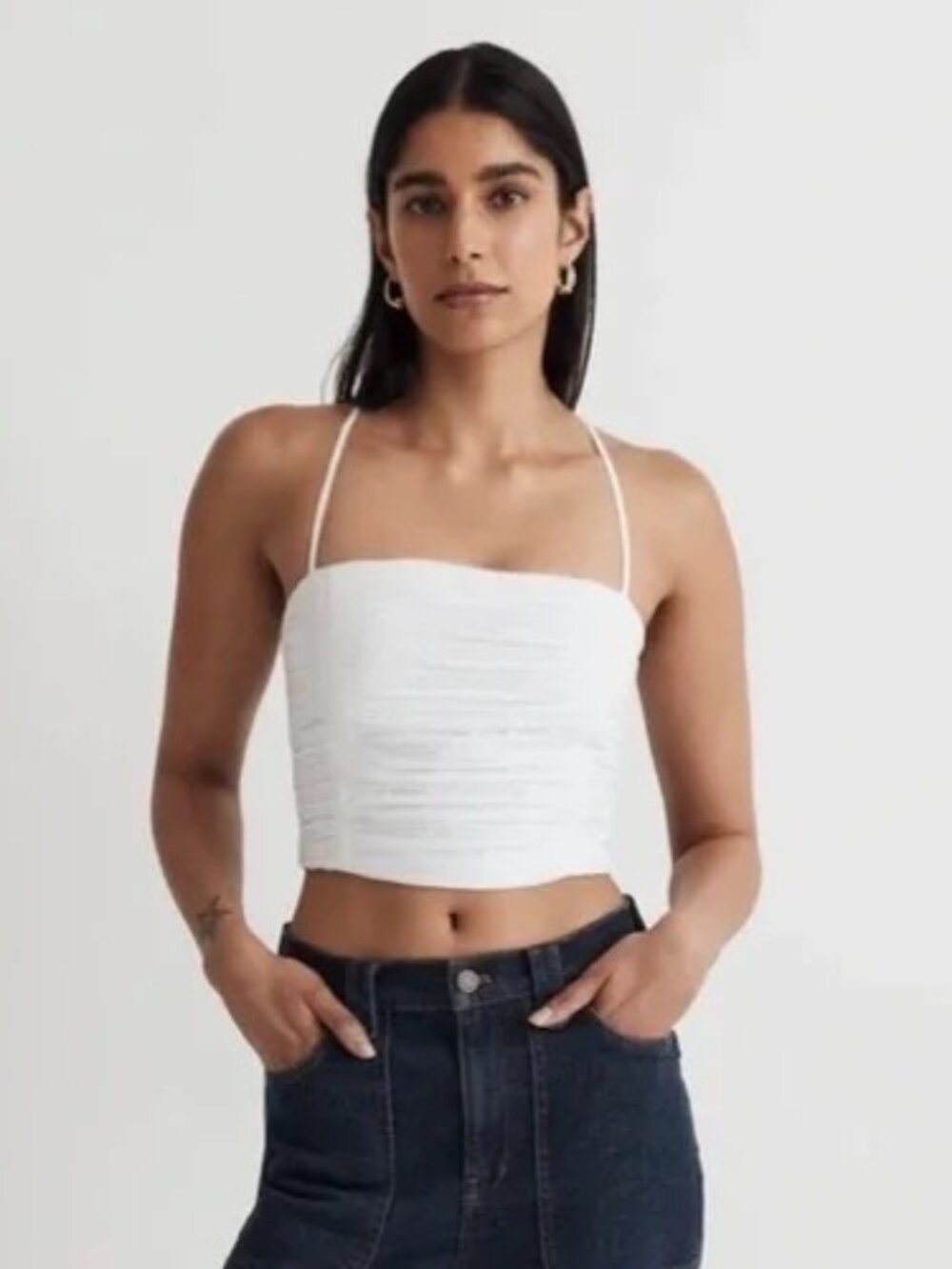Madewell NWT Poplin Crop Top Size 12 White